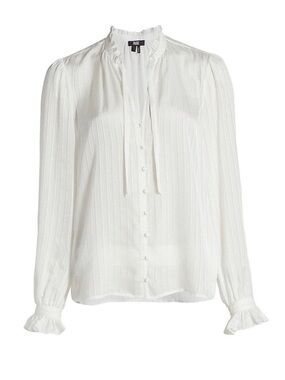 Paige NWT Marquet 100% silk blouse, ruffle neckline tie neck button blouse